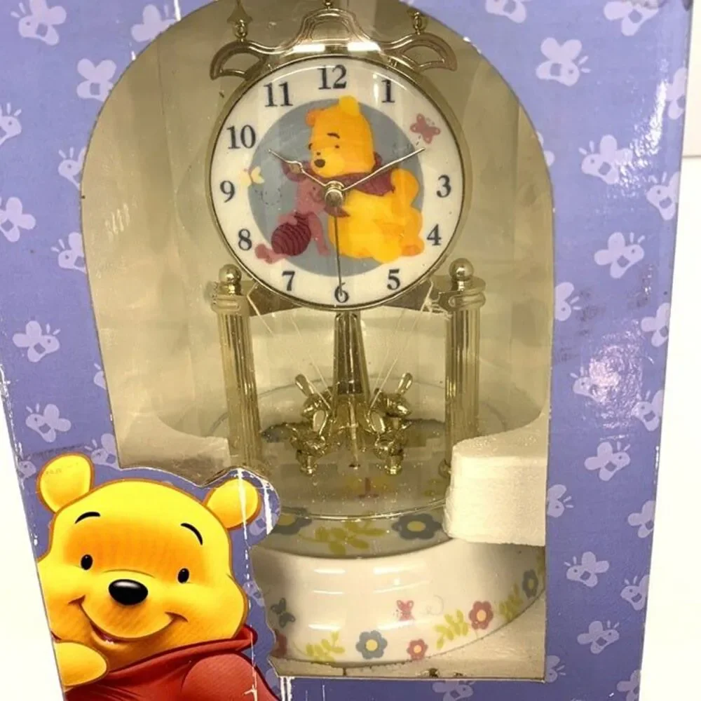 1991 Vintage Disney Winnie The Pooh Anniversary Clock Glass Dome Bees - in box